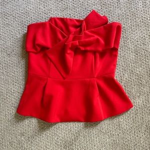 Anthropologie Red Strapless Bow Top